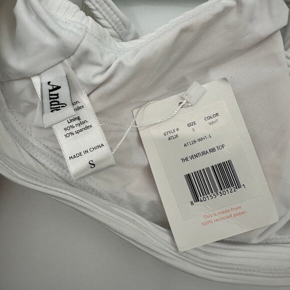 ANDIE SWIM The Ventura Ribbed Bikini Swim Top in White  // S - Picture 8 of 9